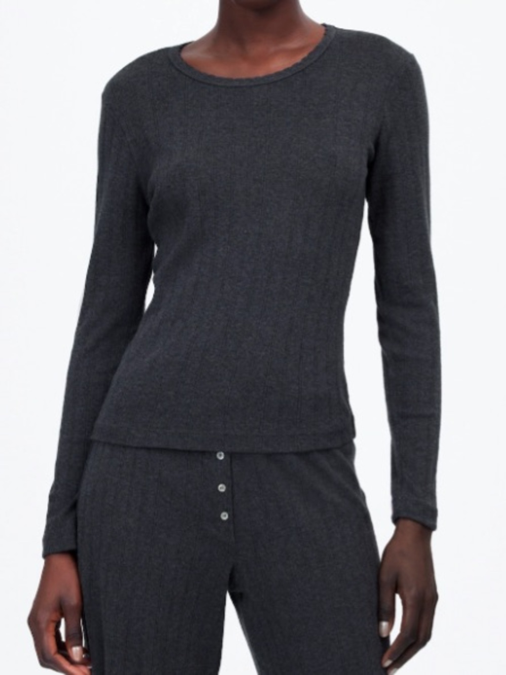 Madewell x LESET Pointelle Perfect Tee Medium - Grey Melange